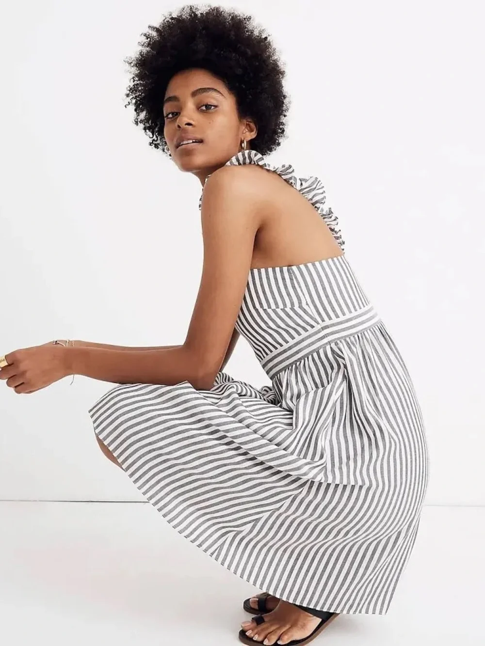 Madewell Striped Dress in White and Gray